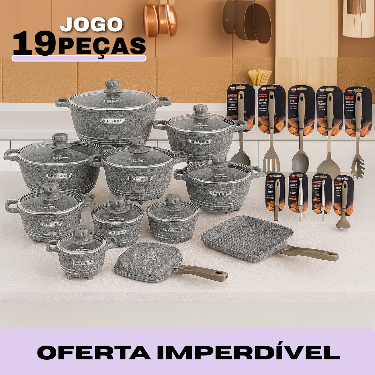 Conjunto de Panelas de Cerâmica 19 Peças Antiaderentes [ÚLTIMAS UNIDADES]